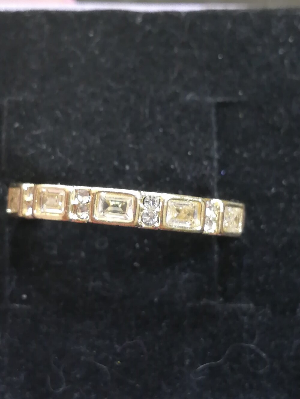 Champagne Colour Baguette & Clear Round Crystal Bar Unisex Ring Size 9.5